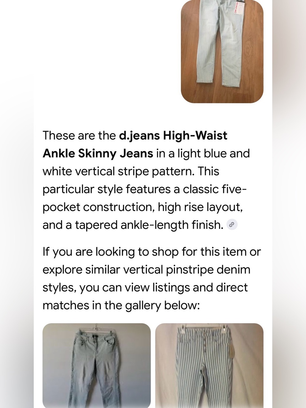 #3228*” 16x38” d. jeans Light Blue Pinstripe Straight Leg Jeans - Picture 5 of 17